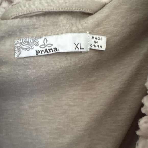 PrAna Cream Permafrost Sherpa Fleece Hooded Full Zip Hoodie Vest Size XL - Picture 3 of 13